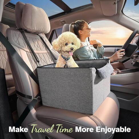 مقعد سيارة معزز للكلاب من باوابو للمقاعد الأمامية/الخلفية، مقعد سيارة صغير للكلاب يصل وزنه إلى 25 رطلاً، ارتفاع داخلي لمقعد السيارة للكلاب 5 بوصات، مثالي للسيارات وسيارات الدفع الرباعي والشاحنات - مريح وآمن، رمادي in Kuwait