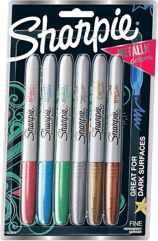 Sharpie Metallic Permanent Markers, Fine Point, Assorted Colors, 6-Count Permanent Marker (2029678) - 1 in Saudi Arabia