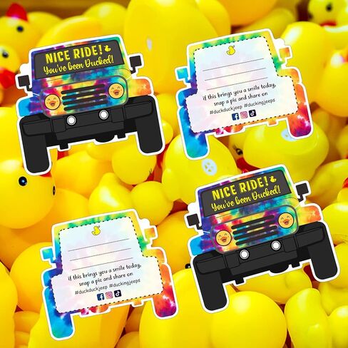علامات البط، بطاقة لقد تم بطة، علامات Dcuk Duck، بطاقة ألعاب Duck Ducking، 50 حزمة، 3.5 × 2.5 بوصة، علامة بطة مع فتحة وأشرطة مطاطية، تصميم سيارة الدفع الرباعي (Tie Dye-7FD19104) in Kuwait