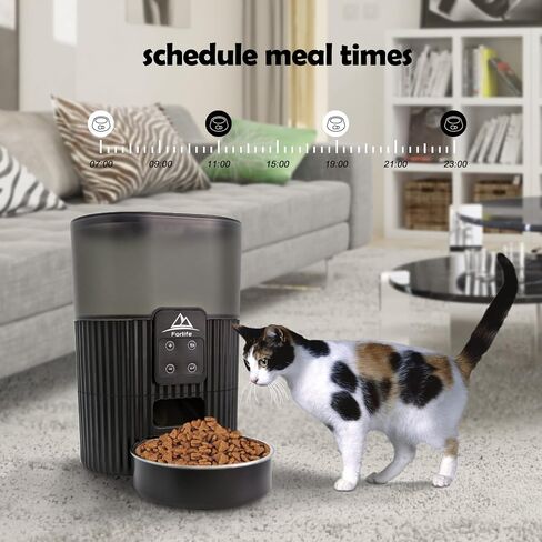 Automatic Cat Feeder,FORLIFE Auto pet Feeder with Programmable Timer, Portion Control 1-4Meals Per Day, Dual Power Supply & Voice Recorder for Small&Medium Cats Dog Pets(Black) in Saudi Arabia