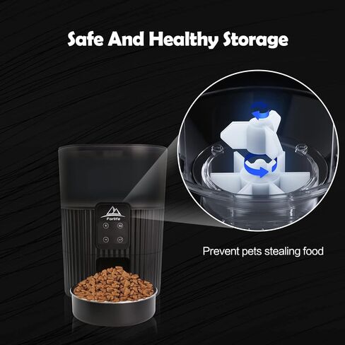 Automatic Cat Feeder,FORLIFE Auto pet Feeder with Programmable Timer, Portion Control 1-4Meals Per Day, Dual Power Supply & Voice Recorder for Small&Medium Cats Dog Pets(Black) in Saudi Arabia