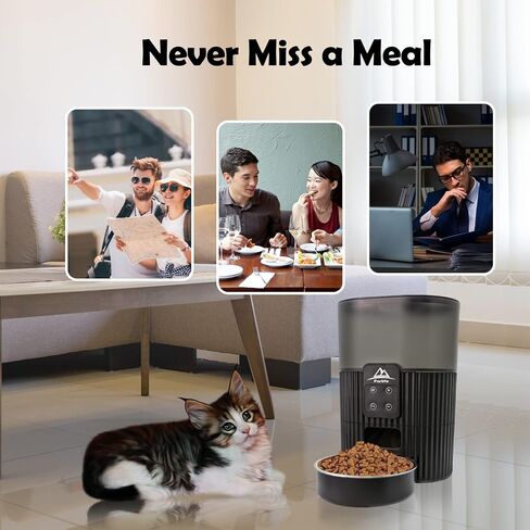 Automatic Cat Feeder,FORLIFE Auto pet Feeder with Programmable Timer, Portion Control 1-4Meals Per Day, Dual Power Supply & Voice Recorder for Small&Medium Cats Dog Pets(Black) in Saudi Arabia
