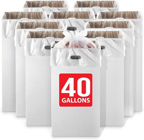 40 Gallon Disposable Cardboard Trash Cans for Events (10 Count), Disposable Trash Cans for Parties and Weddings, 40 Gallon Trash Can for Garbage and Recycling, Pop Up Style with 20 Liners Included in Saudi Arabia