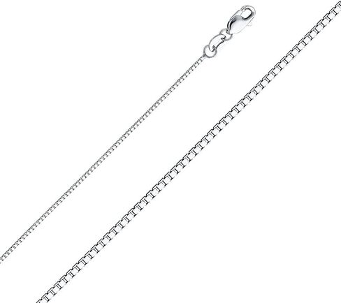 Ioka 14K White Gold Crucifix Cross Religious Charm Pendant with 0.8mm Box Chain Necklace in Saudi Arabia