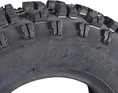 AlveyTech 4.10-6 Tire for ATV & Mini Bike - Upgrade, Tubeless, Aggressive Tread on Tires, Grip in Dirt and Offroad, Usually Mounted on Front Rims or Wheels, Fits TaoTao, Fit Right DB003, and X-Pro in Saudi Arabia