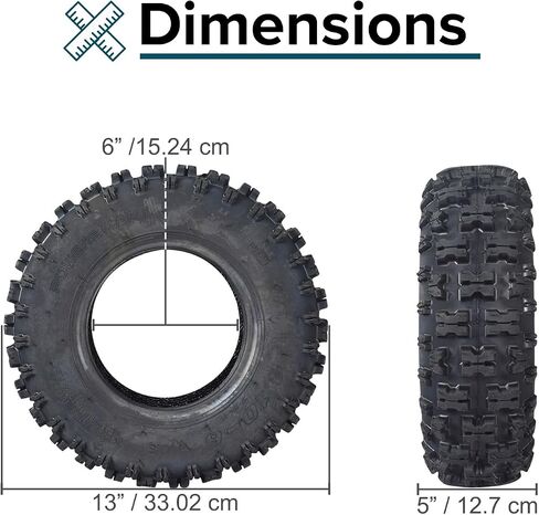 AlveyTech 4.10-6 Tire for ATV & Mini Bike - Upgrade, Tubeless, Aggressive Tread on Tires, Grip in Dirt and Offroad, Usually Mounted on Front Rims or Wheels, Fits TaoTao, Fit Right DB003, and X-Pro in Saudi Arabia
