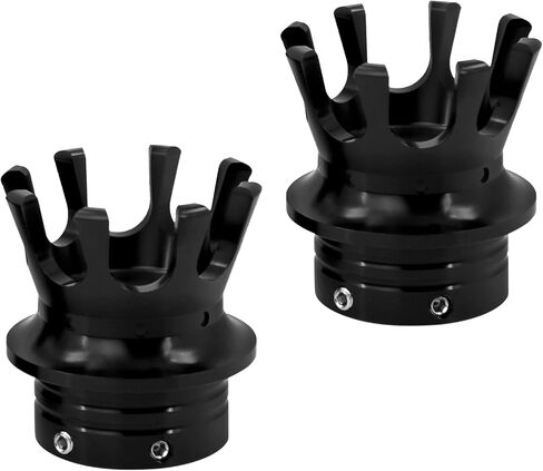 HDBUBALUS Motorcycle Crown Front Axle Nut Cover Caps Compatible for Harley Softail Dyna Sportster Touring Road King Electra Street Glide 2002-2020 (Color:Black) in Saudi Arabia