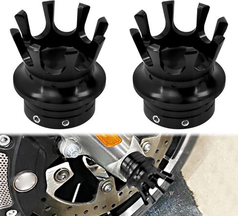 HDBUBALUS Motorcycle Crown Front Axle Nut Cover Caps Compatible for Harley Softail Dyna Sportster Touring Road King Electra Street Glide 2002-2020 (Color:Black) in Saudi Arabia
