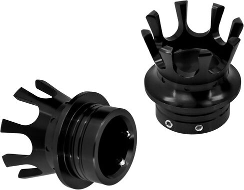 HDBUBALUS Motorcycle Crown Front Axle Nut Cover Caps Compatible for Harley Softail Dyna Sportster Touring Road King Electra Street Glide 2002-2020 (Color:Black) in Saudi Arabia
