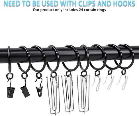 Curtain Rings with Eyelet for Curtain Rods 1 Inch Inner Diameter Metal Drapery Eyelet Curtain Rings Black 24 Pcs Exselens in Saudi Arabia