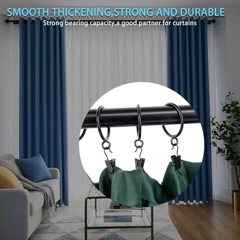 Curtain Rings with Eyelet for Curtain Rods 1 Inch Inner Diameter Metal Drapery Eyelet Curtain Rings Black 24 Pcs Exselens in Saudi Arabia
