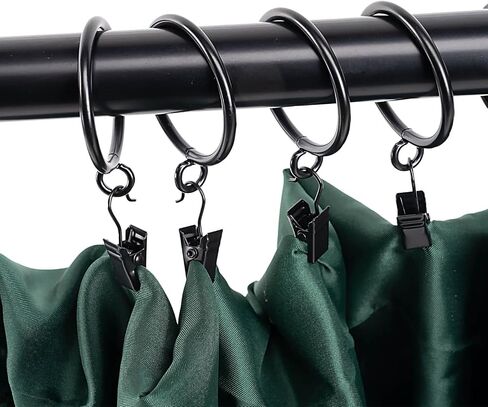 Curtain Rings with Eyelet for Curtain Rods 1 Inch Inner Diameter Metal Drapery Eyelet Curtain Rings Black 24 Pcs Exselens in Saudi Arabia