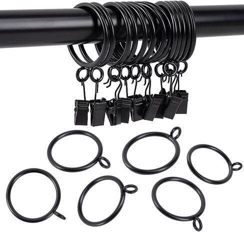 Curtain Rings with Eyelet for Curtain Rods 1 Inch Inner Diameter Metal Drapery Eyelet Curtain Rings Black 24 Pcs Exselens in Saudi Arabia