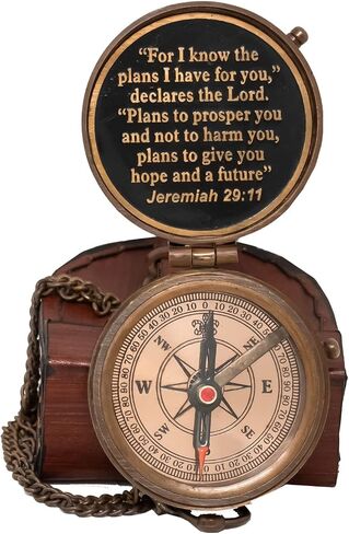 Engraved Personalized Inscription Antique Brass Compass Engraved with Leather Case Son Mom Children Gift Baptism Birthday Easter Decor in Saudi Arabia