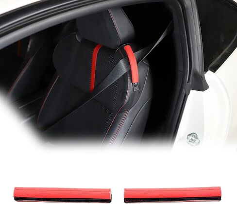 غطاء حماية من البوب ​​مضاد للحزام لمقعد السيارة متوافق مع Toyota 86 GR86 2022 2023 وSubaru BRZ ZD8 2022 2023 من الجلد قطعتين من مشبك حزام الأمان المضاد للخلع (أحمر) in Saudi Arabia