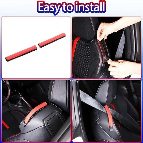 غطاء حماية من البوب ​​مضاد للحزام لمقعد السيارة متوافق مع Toyota 86 GR86 2022 2023 وSubaru BRZ ZD8 2022 2023 من الجلد قطعتين من مشبك حزام الأمان المضاد للخلع (أحمر) in Saudi Arabia
