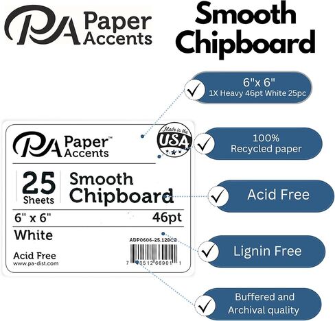 Chipboard 6x6 1X Heavy 46pt 25pcPk White in Kuwait