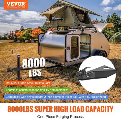 VEVOR A-Frame Trailer Coupler, Fits 2-Inch Hitch Ball Size, 8000 lbs Towing Capacity, Heavy Duty Steel Coupler, Ideal for Towing Station Wagons, Pickup Trucks, SUVs, Campers, Black Coating Surface in Saudi Arabia