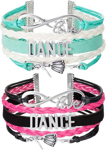 Chuangdi 2 Pieces Christmas Dance Bracelet Jewelry Gift for Girls Charm Bracelet Dance Recital Gift Adjustable Bracelet for Teen Girls Dancers in Saudi Arabia