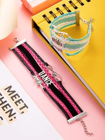 Chuangdi 2 Pieces Christmas Dance Bracelet Jewelry Gift for Girls Charm Bracelet Dance Recital Gift Adjustable Bracelet for Teen Girls Dancers in Saudi Arabia