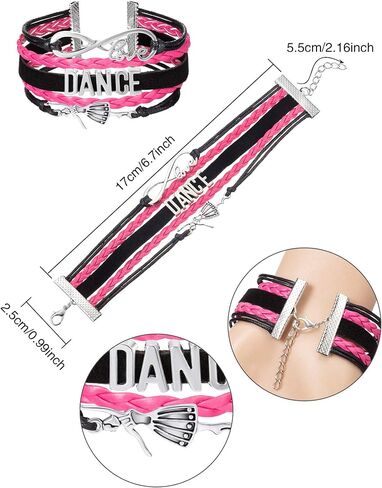 Chuangdi 2 Pieces Christmas Dance Bracelet Jewelry Gift for Girls Charm Bracelet Dance Recital Gift Adjustable Bracelet for Teen Girls Dancers in Saudi Arabia