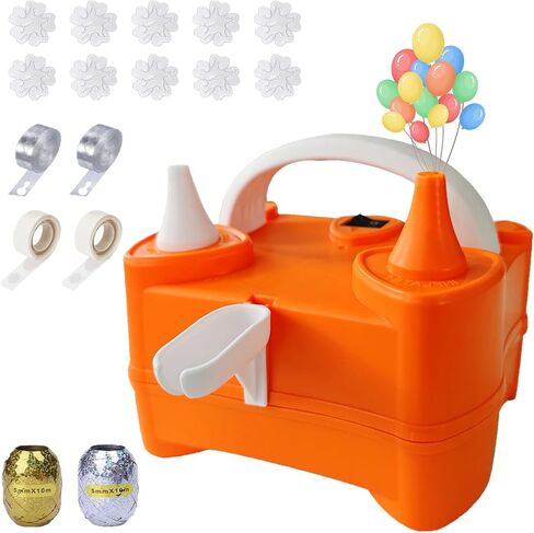 Balloon Pump Electric Kit, Portable Dual Nozzle Electric Balloon Inflator and Balloon Tying Tool in One, 110V 600W, Air Pump for Party, Birthday, Decoration in Saudi Arabia