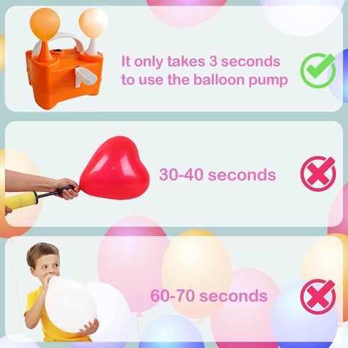 Balloon Pump Electric Kit, Portable Dual Nozzle Electric Balloon Inflator and Balloon Tying Tool in One, 110V 600W, Air Pump for Party, Birthday, Decoration in Saudi Arabia