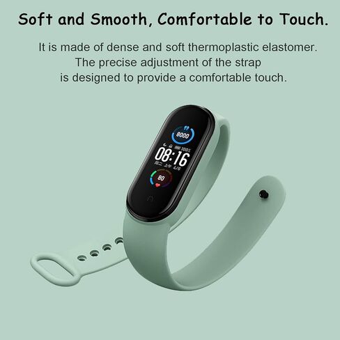 PIXESTT 8 PCS Straps for Mi Band 7/Mi Band 6/Mi Band 5, Smartwatch Strap Anti-Lost Silicone Designed Accessories Adjustable Wristband for Xiaomi Mi Band 5/Amazfit Band 5 in Saudi Arabia