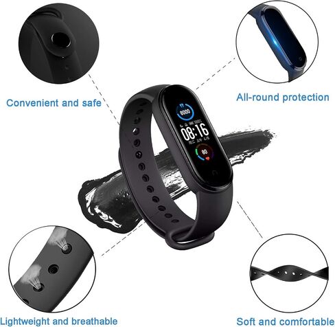 PIXESTT 8 PCS Straps for Mi Band 7/Mi Band 6/Mi Band 5, Smartwatch Strap Anti-Lost Silicone Designed Accessories Adjustable Wristband for Xiaomi Mi Band 5/Amazfit Band 5 in Saudi Arabia