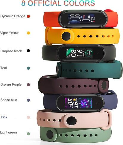 PIXESTT 8 PCS Straps for Mi Band 7/Mi Band 6/Mi Band 5, Smartwatch Strap Anti-Lost Silicone Designed Accessories Adjustable Wristband for Xiaomi Mi Band 5/Amazfit Band 5 in Saudi Arabia