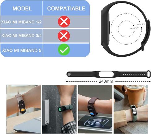 PIXESTT 8 PCS Straps for Mi Band 7/Mi Band 6/Mi Band 5, Smartwatch Strap Anti-Lost Silicone Designed Accessories Adjustable Wristband for Xiaomi Mi Band 5/Amazfit Band 5 in Saudi Arabia