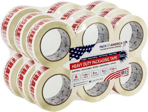 Fragile Packing Tape, 36 Rolls 110yd (330ft) 2 mil Thick 1.88" Width, Ultra Strong Refill for Care Shipping Storage Carton Box Sealing, Industrial Heavy Duty Moving Supplies, White in Saudi Arabia