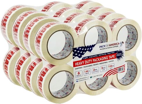 Fragile Packing Tape, 36 Rolls 110yd (330ft) 2 mil Thick 1.88" Width, Ultra Strong Refill for Care Shipping Storage Carton Box Sealing, Industrial Heavy Duty Moving Supplies, White in Saudi Arabia