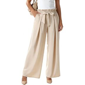 Wide Leg Casual Business Pants for Women Palazzo Trousers High Waisted Belted Flowy Summer Beach Long Slacks Pockets in Saudi Arabia