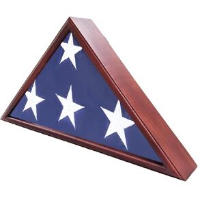 حالة عرض علم الدفن تناسب 5'x9.5' علم من الخشب الصلب صندوق ظل علم تذكاري لعلم دفن المحاربين القدامى العسكريين الأمريكيين، عرض حامل مثلث للطاولة أو الحائط in Kuwait
