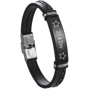 22 A Day Memorial Bracelet, 22 A Day Bracelet for Men, Adjustable Military Veterans Bracelets Memorial Gift, Army Navy Airforce Firefighter Jewelry for Independence Day,Support,PTSD Awareness in Saudi Arabia