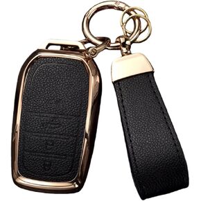 Key Fob Cover for Toyota with Keychain, Upper Leather + Soft TPU Key Cover Case Shell for Venza RAV4 Prime Land Cruiser Fortuner Grand Highlander Corolla Cross Hilux (4-Buttons, Brown) in Saudi Arabia