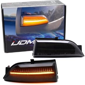 iJDMTOY عدسة مدخنة سوداء اللون كهرماني LED وميض ديناميكي متسلسل ومرآة جانبية مجموعة مصابيح إشارة الانعطاف متوافقة مع غطاء Ford 2019-2023 Ranger Lariat من الكروم فقط in Kuwait