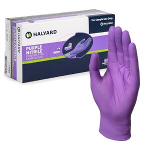 قفازات فحص مريض الأسنان من HALYARD PURPLE NITRILE، غير معقمة، 5.9 مل، 9.5 بوصة، أرجواني، متوسط، 53432 (صندوق من 100) in Kuwait