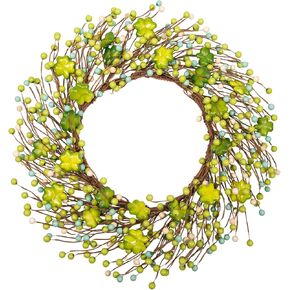 20 بوصة إكليل عيد القديس باتريك، إكليل باب شامروك باللونين الأخضر والأبيض مع البرسيم المحظوظ للديكور الداخلي والخارجي، ديكور المنزل للحفلات الأيرلندية in Kuwait