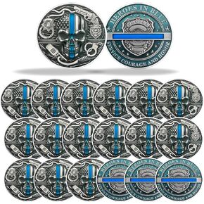 Police Challenge Coin, Thin Blue Line Skull Police Officers Prayer Coin Law Enforcement Challenge Coins Collectible Appreciation Gifts in Saudi Arabia