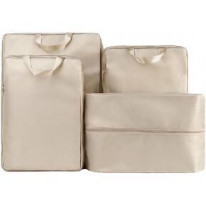 مجموعة مكعبات السفر المضغوطة 4، تصميم موفر للمساحة وأنيق وخفيف الوزن، حقائب تنظيم السفر للأمتعة، مكعبات تعبئة للسفر (بيج) in Kuwait