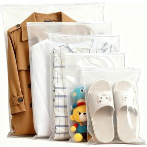 30 قطعة من أكياس تغليف الملابس، 5 أحجام مختلفة من أكياس الملابس البلاستيكية الشفافة القابلة لإعادة الاستخدام لتخزين السفر - القمصان والقمصان والملابس الداخلية وملابس السباحة، مع فتحات تهوية in Kuwait