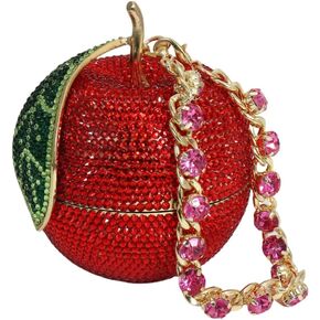 Novelty Apple Rhinestone Crystal Evening Bag for Women Glitter Diamond Clutch Purse Prom Party Handbag in Kuwait