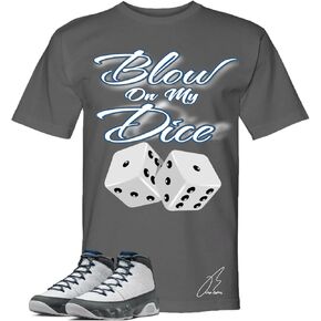 قميص متوافق مع 9 فلينت رمادي/أزرق فرنسي، تي شيرت برسومات مطابقة لأحذية Dice Sneaker، أفضل هدية، ملابس رجالية، قمصان علوية للجنسين in Kuwait