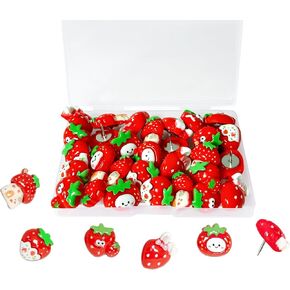 30 PCS Cute Push Pins, Five Mixed Strawberry Themed Thumbtacks, Used for Advertising Decoration Push Pins, Suitable for Photo Wall Nails, Soft Wood Board Paper, Featured Wall Whiteboards in Saudi Arabia