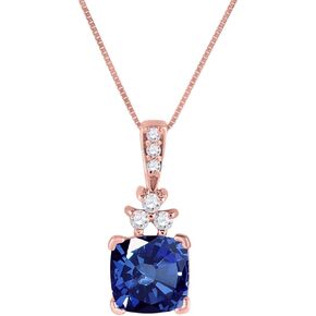 قلادة من الياقوت للنساء 2.40 قيراط من الألماس المستدير قلادة من الأحجار الكريمة من الذهب الأصفر الوردي عيار 10 قيراط مع سلسلة صندوقية طويلة مطلية بالذهب عيار 18 بوصة، أفضل هدية للذكرى السنوية وأعياد الميلاد وحفلات الزفاف والخطوبة in Kuwait