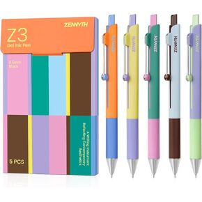 Solati Gel Pens, 5PCS 0.5mm Fine Point Smooth Writing Black Ink Pens, Cute Color Blocking Design with Rolling Clip, Quick Dry Writing Pens for School, Office & Gifts (Z3 5PCS Contrast Color) in Saudi Arabia