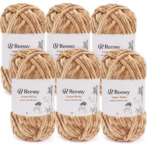 Velvet Chenille Yarn Pack – 6 Skeins × 100g Super Bulky (CYC #6) – Soft Velvet Chunky for Crocheting & Knitting, Fluffy Chenille Yarn for Blankets, Scarves & Crafts (Aqua Blue) in Kuwait