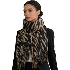 Women's Winter Shawl Scarves Leopard-Zebra Cashmere-Feel Warm Large Scarf w/Fringe Blanket Wraps Cold Weather in Kuwait
